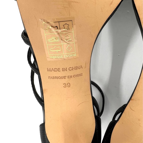 FREE PEOPLE Shoes Womens 39 Black Disco Fever Strappy Heeled Sandal Lizard Print - Picture 9 of 11